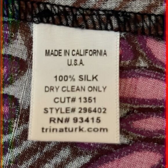 Trina Turk Elbow puff sleeve blouse top 100% silk - Picture 8 of 11